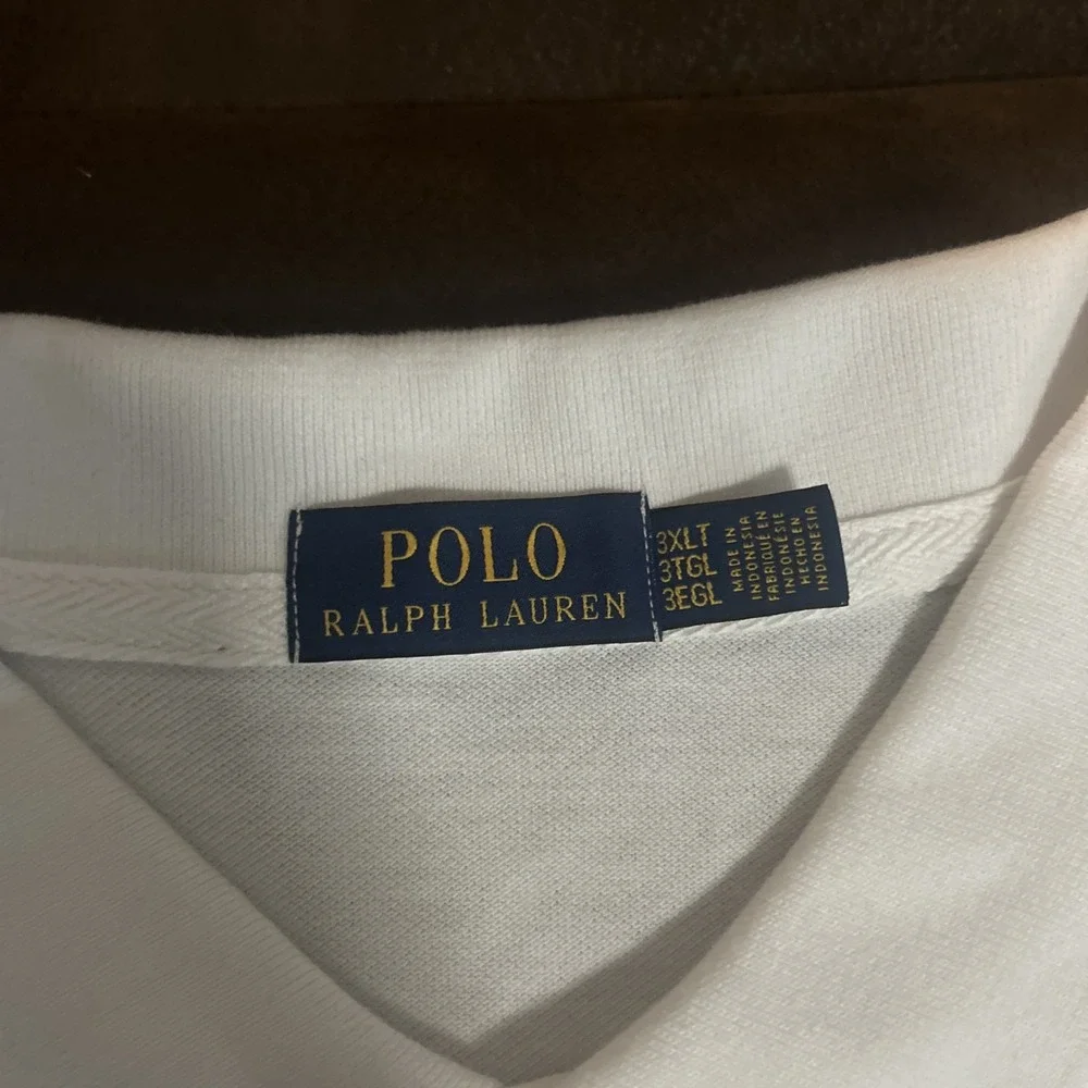 Polo Ralph Lauren Shirt 3XLT  TRIPLE PONY Big & Tall White Collared
